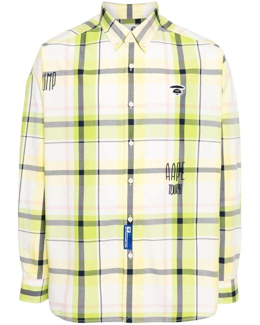 Aape By A Bathing Ape Yellow Plaid Cotton Shirt for men