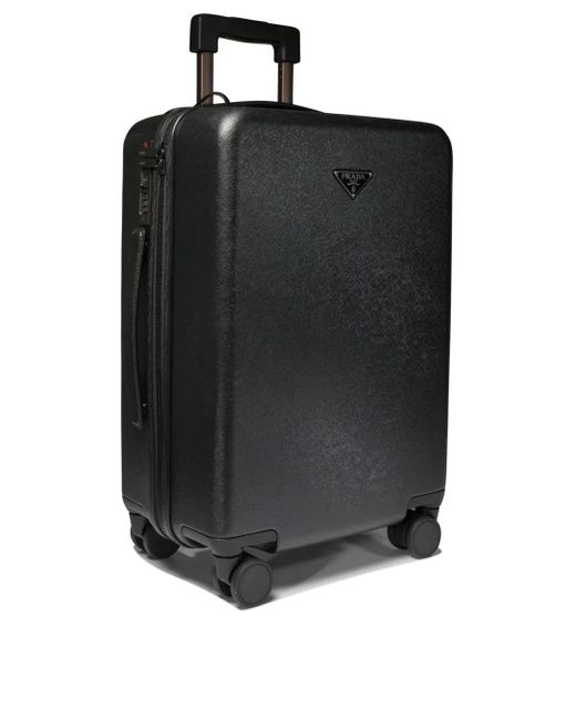Prada Black Triangle-Logo Suitcase