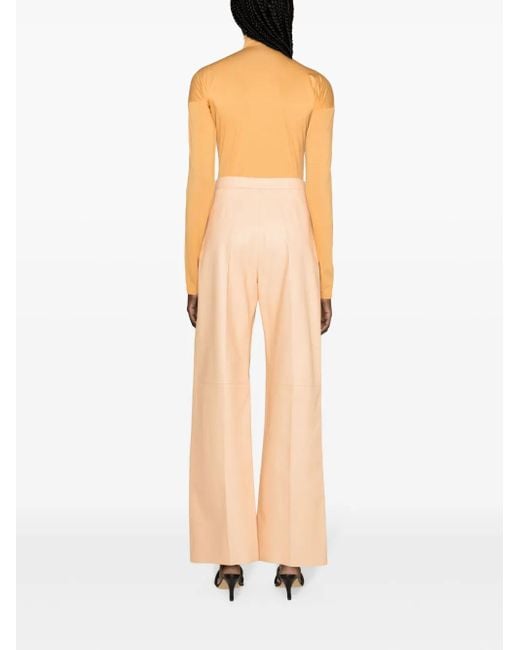 Fabiana Filippi Natural Wide-Leg Leather Trousers