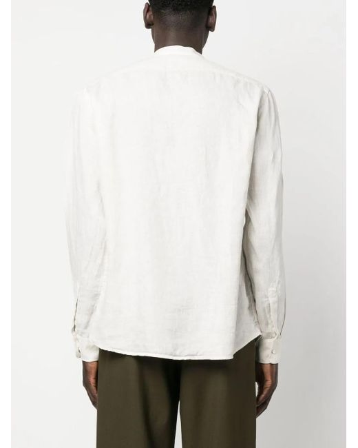 Aspesi White Long-Sleeved Linen Shirt for men