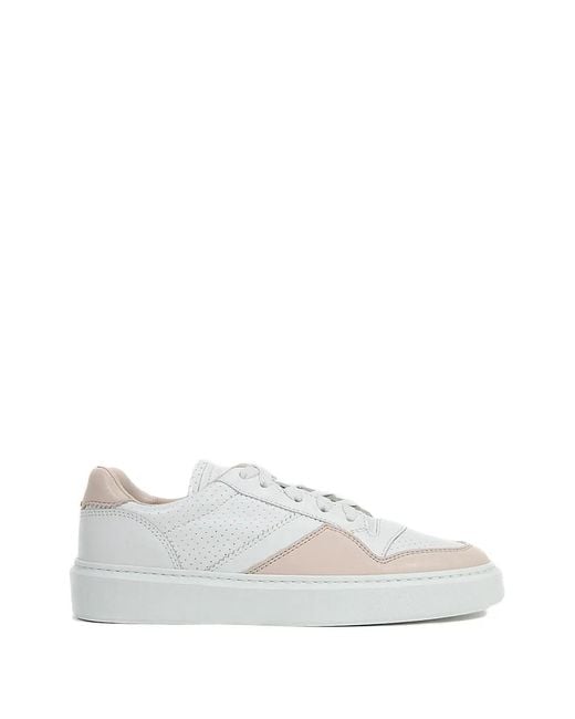 Doucal's White Perforated Panelled Leather Sneakers