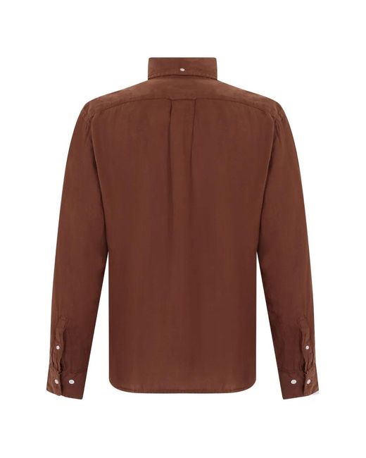 Gant Brown Button-Down Linen Shirt for men