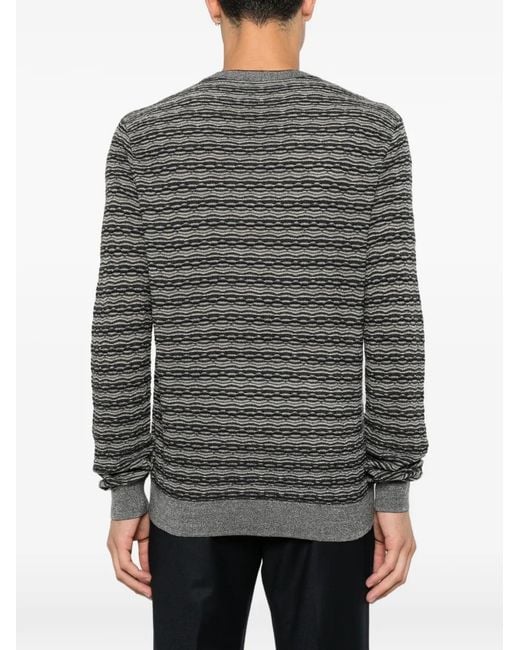 Emporio Armani Gray Horizontal-Stripe Sweater for men