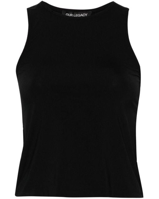Our Legacy Black Wave Cropped Tank Top