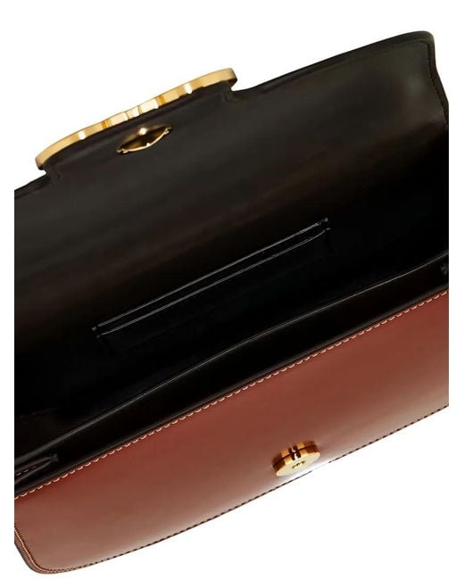 Ferragamo Brown Double Gancini North-South Logo-Buckle Shoulder Bag