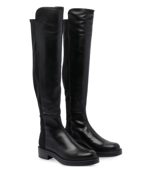 Stuart Weitzman Black Leather-Upper Knee-High Boots