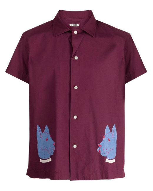 Bode Overhemd Met Applicatie in het Purple voor heren