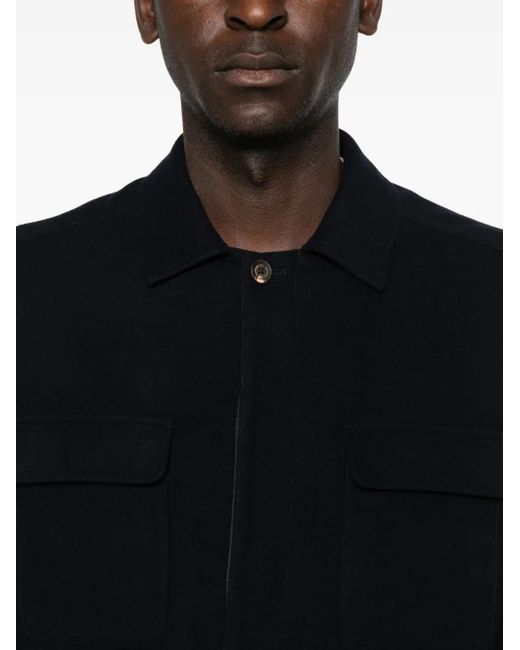 Eleventy Black Flap-Pocket Wool Jacket for men