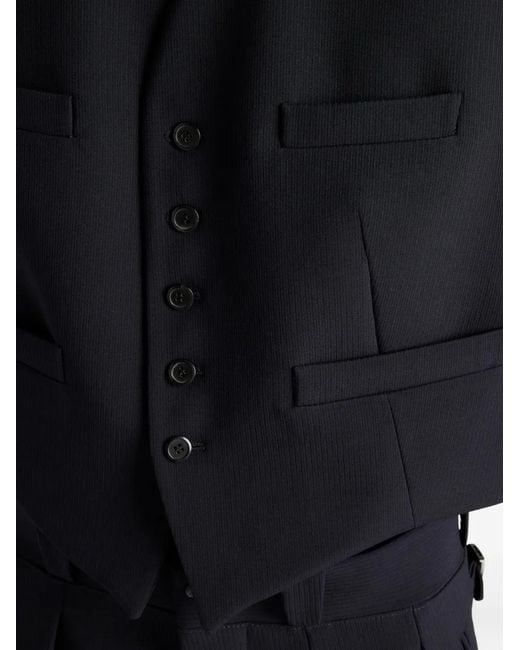 Prada Blue Single-Breasted Wool Vest for men