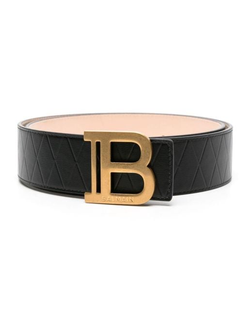 Balmain Black B-buckle Leather Belt