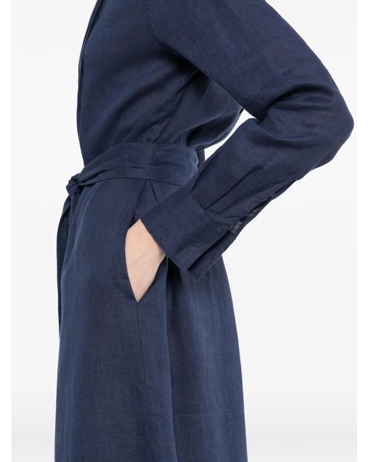N.Peal Cashmere Blue Tie Belt Shirt Dress