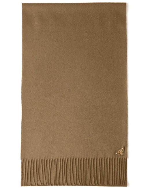Prada Brown Enamel Triangle-Logo Scarf