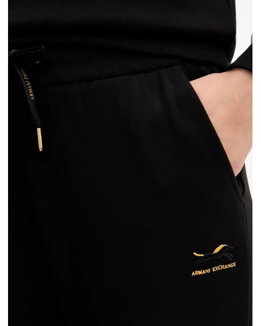 ARMANI EXCHANGE Black Scuba Logo-Embroidered Drawstring Track Pants