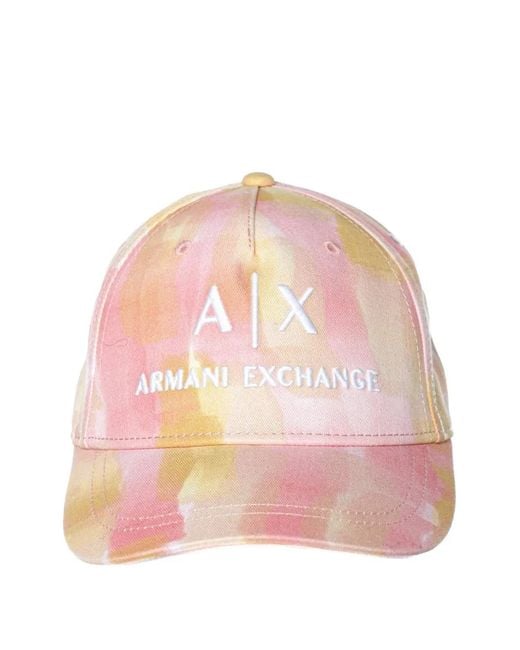 ARMANI EXCHANGE Pink Logo-Embroidered Tie-Dye Baseball Hat