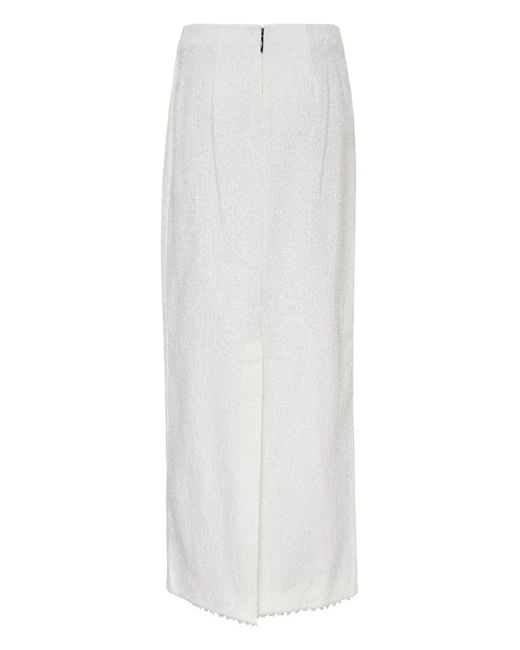 MSGM White Textured Straight Skirt