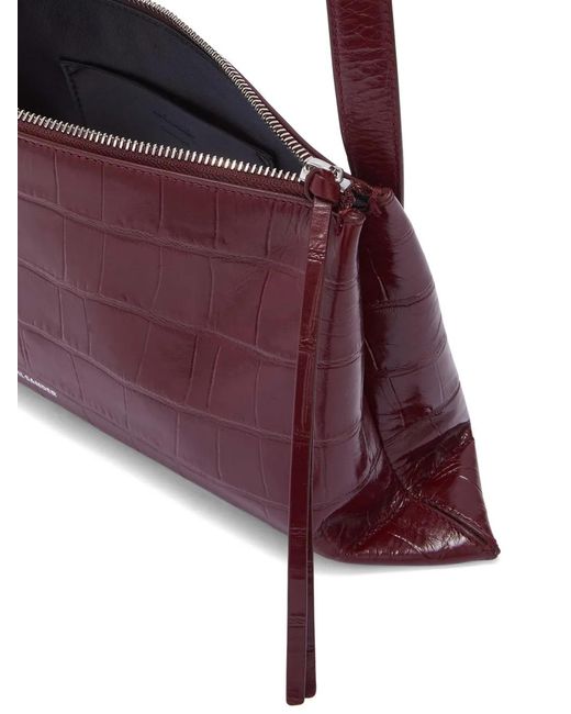 Jil Sander Purple Cherry Empire Crocodile Effect Shoulder Bag
