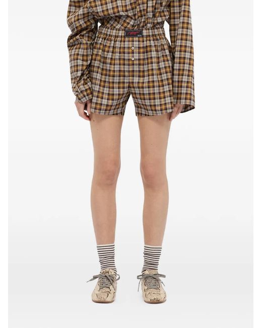 MSGM Geruite Shorts Met Knopen in het Brown