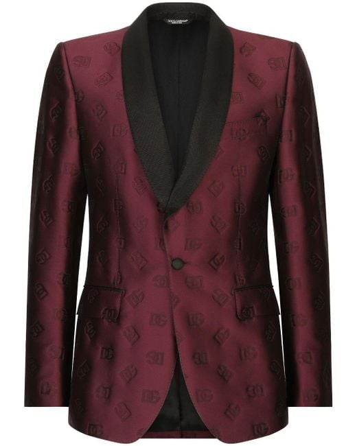 メンズ Dolce & Gabbana モノグラム タキシードスーツ Red