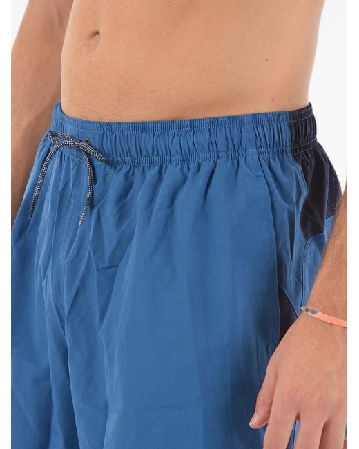 Nike Blue Logo-Print Elasticated Swim Trunks for men