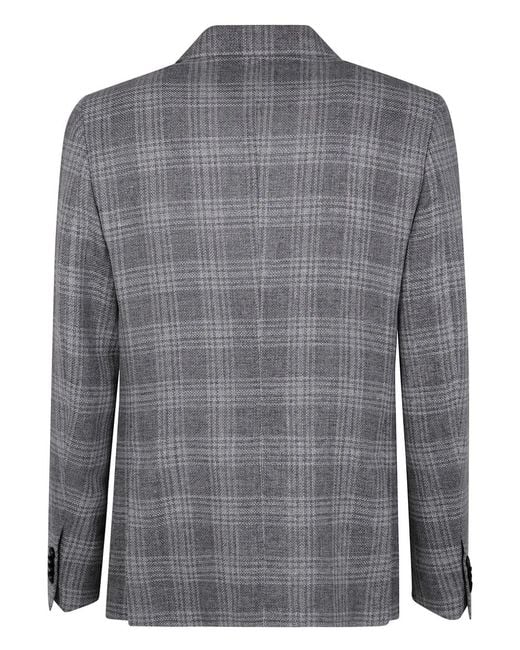 Zegna Gray Check-Pattern Blazer for men