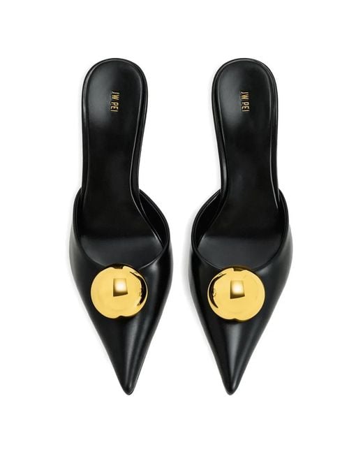 JW PEI Black Mules Sofia À Talon