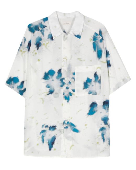 Lemaire Blue Floral-print Shirt