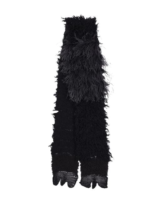Ann Demeulemeester Fringed Scarf in Black | Lyst
