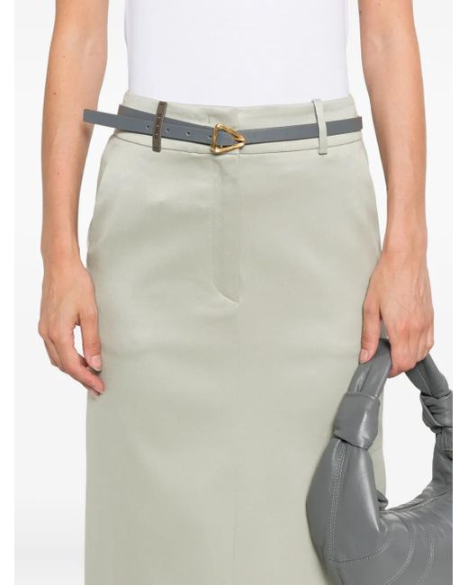 Peserico White Side-Slit Midi Pencil Skirt