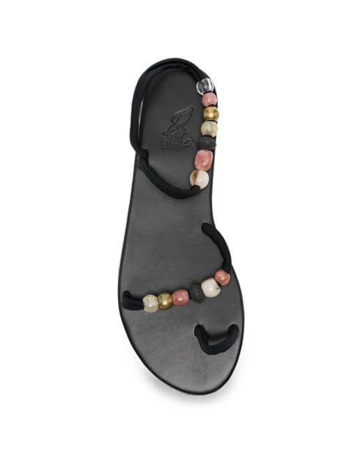Ancient Greek Sandals White Eleftheria Bead-Embellished Sandals
