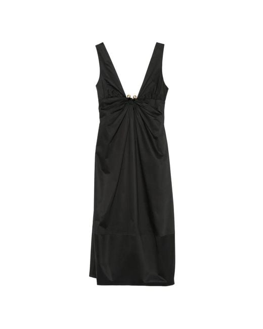 Cult Gaia Black Ebisu Ring-Detail Midi Dress