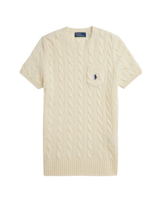 Polo Ralph Lauren Natural Cable Wool-Cashmere Short-Sleeve Jumper