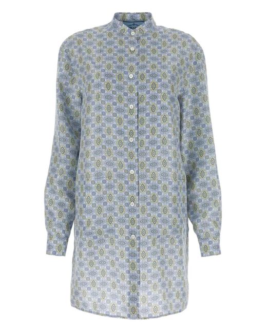 Prada Zijden Blousejurk Met Print in het Blue