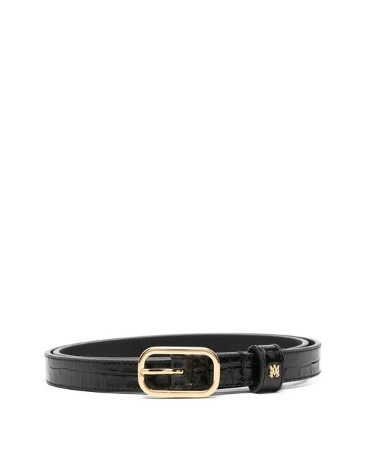 Amiri White Crocodile-Embossed Buckle Belt for men