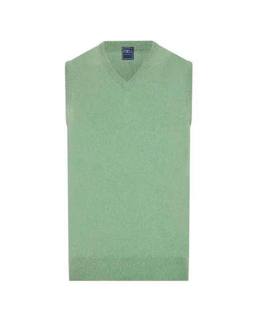 Fedeli Green V-Neck Vest for men
