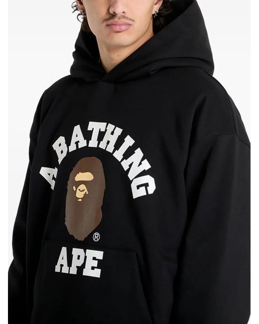 Felpa Con Logo College di A Bathing Ape in Black da Uomo