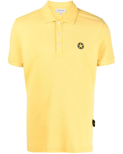 Star Point Yellow Logo-Patch Cotton Polo Shirt for men
