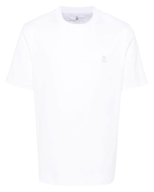 Crew-Neck T-Shirt di Brunello Cucinelli in White da Uomo