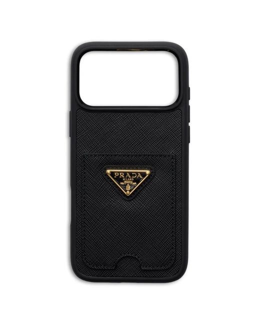 Prada Black Iphone 17 Pro Max Leather Phone Case
