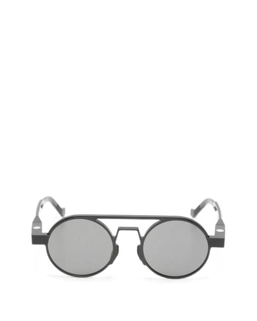 VAVA Eyewear Metallic Round-Frame Double-Bridge Sunglasses