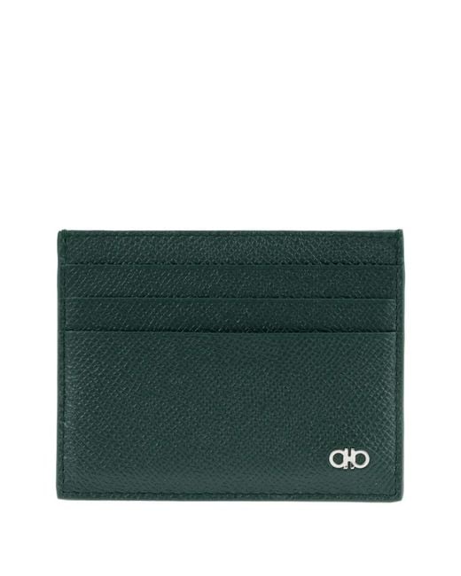 Ferragamo Green Gancini Grained Leather Cardholder for men
