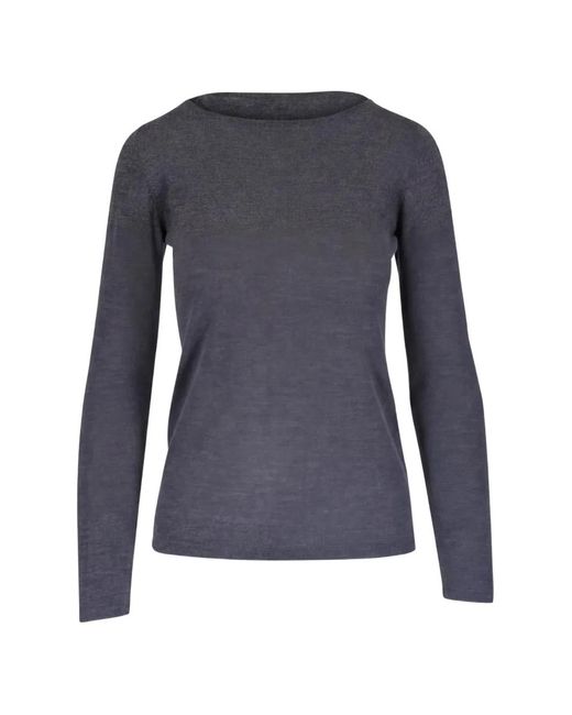 Brunello Cucinelli Blue Fine-Knit Boat-Neck Cashmere Sweater