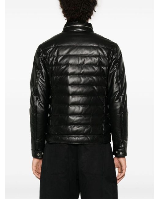 Moorer Black Gilles-p3 Leather Padded Jacket for men