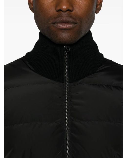 Herno Black Quilted Wool-Polyester Panelled Jacket for men