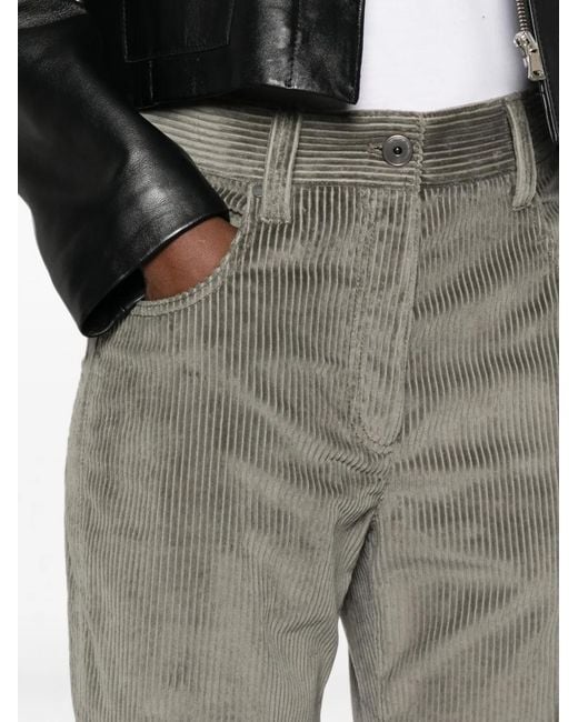Brunello Cucinelli Gray Corduroy Straight-Leg Trousers