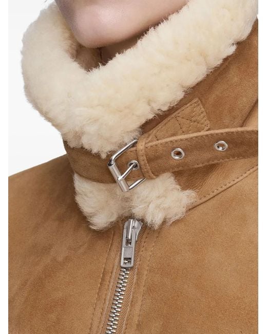 Maison Margiela Brown Shearling-Trim Suede Jacket