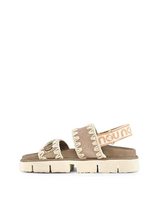 Mou Natural Bio Crochet-Trim Sandals