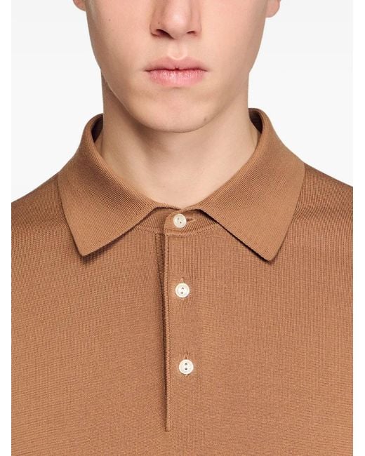 Sandro Brown Short-Sleeve Polo Shirt for men