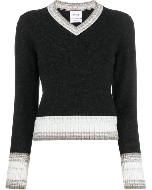 Barrie Black V-Neck Cashmere Sweater