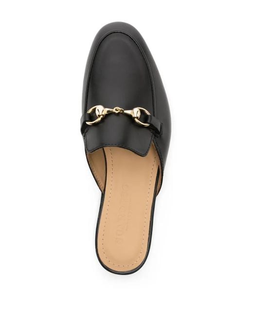 Scarosso Black Horsebit-Detail Leather Mules