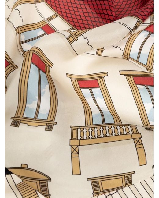 Moschino Natural Architectural-Print Silk Scarf